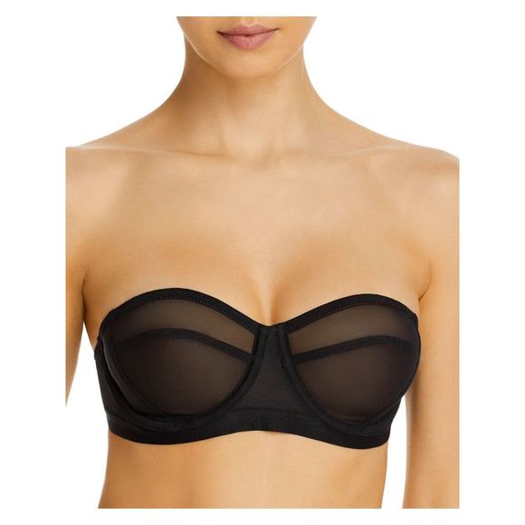 LE MYSTERE Intimates Black Three Section Cup  Stretch Straps Underwire Bra 32C - Picture 1 of 1
